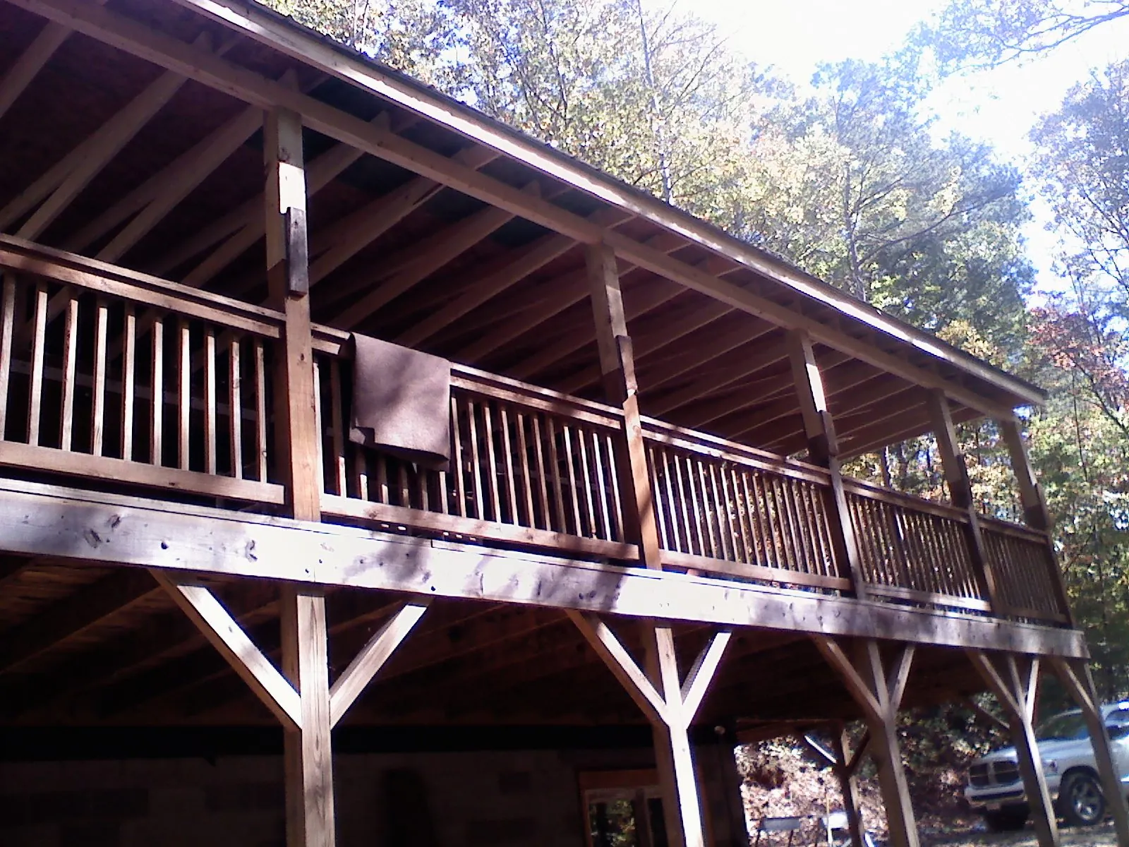 Timber framing under a new elevated porch and deck — Roof Leak Repair in Pollock Pines by Roofing Brothers